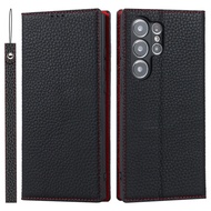 For Samsung Galaxy S23 S22 Ultra S20 Plus S21 S20FE Leather Case Wallet Genuine Leather Flip Cover Magnet With Credit Card Slot