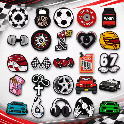 1/25PCS Cool Shoe Charms Racing Accessories for Boys, Jeep and Supercar Charms for Shoes, Cross-Shap
