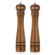 [sillyshuai]Wooden Salt and Pepper Grinder Set-Adjustable Ceramic Design Includes S&amp P Engraved P