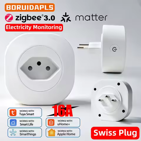CH Matter/Zigbee 16A Smart Plug Tuya Smart Swiss Socket HomeKit SmartThings Google Home Voice Timer