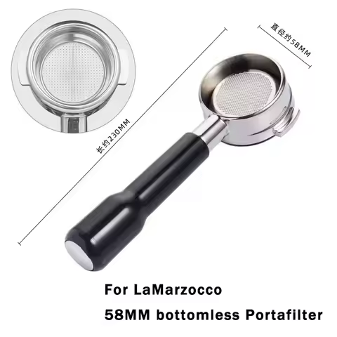 58MM 2-ear Bottomless Coffee Handle Filter for La Marzocco Stainless Steel Modified Solid Wood Coffe