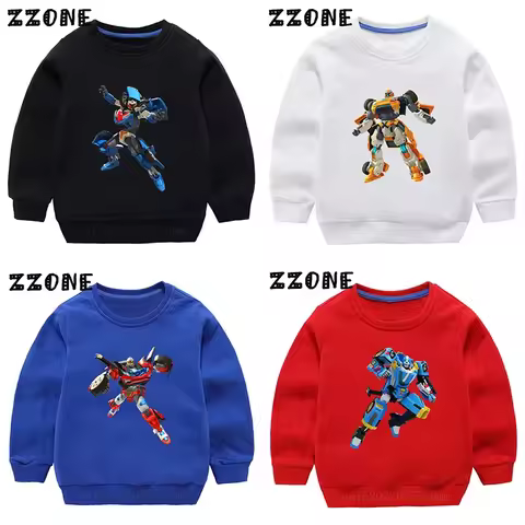 Kids Sweatshirts Tobot Evolution Transformer Robot Car Print Funny Children Hoodies Casual Baby Pull