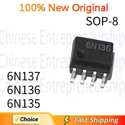 10 PCS SOP-8 6N137 6N136 6N135 SOP-8 1.27mm small volume high-speed optocoupler 100%Quality Original