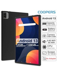 Coopers平板電腦 Android 13平板,12gb (6gb+6gb擴展) Ram,128gb Rom,2+8 Mp 雙攝像頭,rk3566 四核 2.0 Ghz處理器,10.1英寸ips全高清顯示屏,適用於線上課程,閱讀,6000mah超長待機電池,支持tf卡1tb擴展