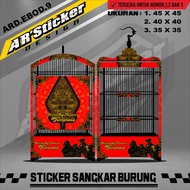 Stiker Sangkar Burung Kotak - Sticker Decal Kandang Burung Ebod Kotak Bnr Kosan Motif Wayang AR-09