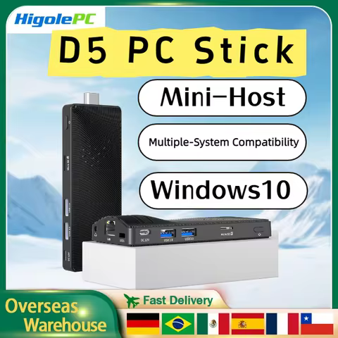 Higole D5 Fanless Mini PC Stick Intel Pentium N4200 Windows 10 4GB 64GB WiFi5 4K Media Player Portab