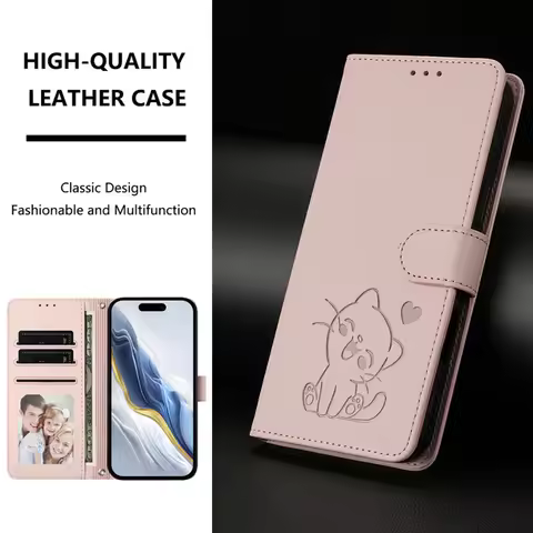 For Doogee Note 59 Pro Plus 5G 3D Emboss Cat Leather Wallet Funda For Doogee Note 56X 58 Case Note 5