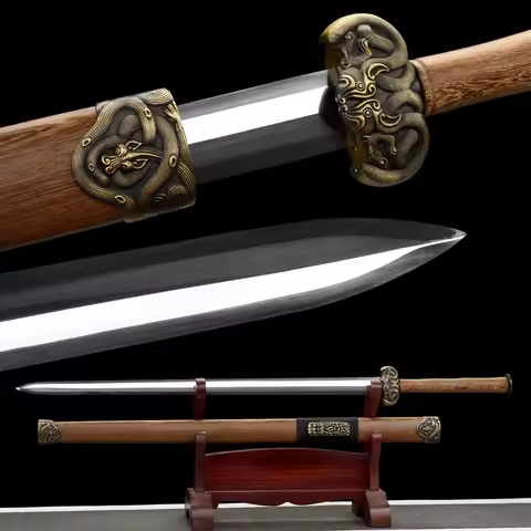Tradition Han Jian Sword 5160 High Carbon Steel Blade Sharp Real Rosewood Saya Samurai Swords Ready 