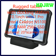 HDJRW 10.1Inch Rugged Tablet ,Windows11 Pro Intel Celeron N5100 Processor,8Gb Ram 256G SSD Industrial Tablet with Docking Station HJDYJ