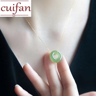 Pure Real 18k Saudi Gold Pawnable Legit Ping An Buckle Necklace Female Light Luxury Hetian Jade Clavicle Chain