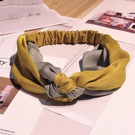 Korean Version Two-Color Stitching Chinese Knot Wide-Sided Cross Face Wash Hair Band Mouth Middle Kn