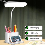 Vimite LED โคมไฟตั้งโต๊ะ Student Study Table Lamp USB โคมไฟชาร์จได้ Eye Protection โคมไฟอ่านหนังสือ