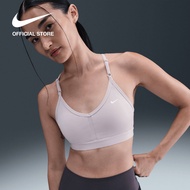 Nike Womens Indy V-Neck Light Support Sport Bra - Platinum Violet