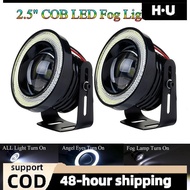 [H·U] 2.5'' 15W Car White COB LED Projector Angel Eyes Blue Ring DRL Fog Light Lamp PH