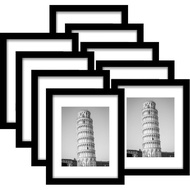 Wiscet 11x14 Picture Frame Set of 9, Display Pictures 8x10 with Mat or 11x14 Without Mat, Photo Fram