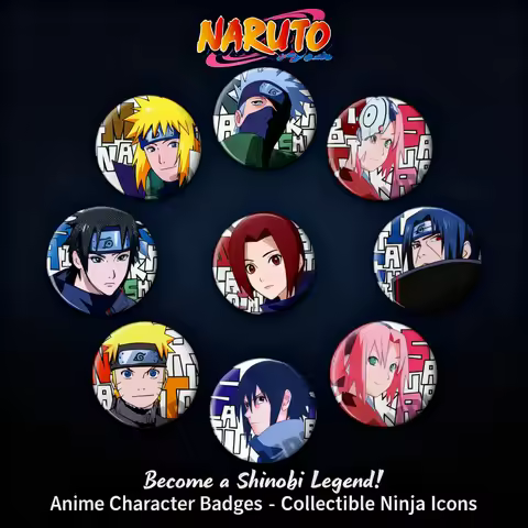 Naruto Anime Badge Pin Set Itachi Uchiha Madara Sasuke Kakashi Obito Minato Keychain Accessories Col