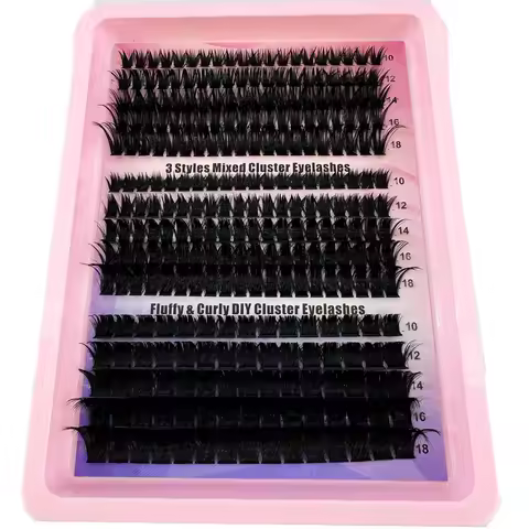 HBZGTLAD New 14 Rows Thick Eyelash Mix Individual Lashes 5D Fluffy Cluster Lashes 60D/80D/180D Thick