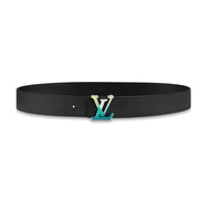 LV Men's Belt SPOTLIGHT 40mm Classic Business Black Sheepskin Double sided Letter Buckle Belt M0522S