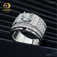 Full Diamond Hot-selling Ring Men Hip-Hop Domineering New Style European American 1.5ct Rap Silver I