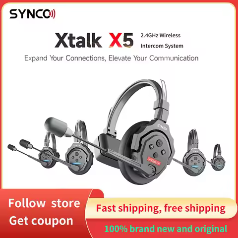 SYNCO Xtalk X1 X2 X5 2.4G Wireless Intercom System Communication Headset With Battery Noise Reductio