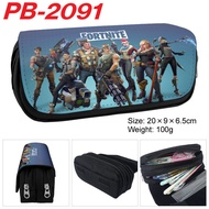 New Fortnite Fortnite Night Student Pencil Case Cartoon Anime Peripheral Waterproof Double-Layer Zipper Portable Storage Stationery Box Pencil Case