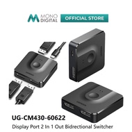 UGREEN DISPLAY PORT 2 IN 1 OUT BI-DRECTIONAL SWITCHER DP SPLITTER SUPPORT DP1.2 / HDR  (UG-CM430-606