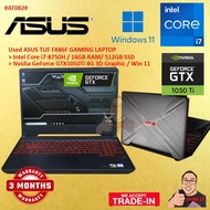 #AT082 USED ASUS TUF FX86F Performance Gaming Laptop intel i7-8750H 16GB 512GB SSD Nvidia GTX1050Ti 
