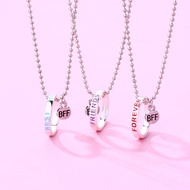Ring Necklace Dual Purpose Set Alloy Letters BFF Best Friends Trio Ring and Necklace