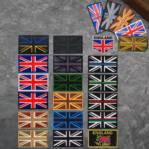 British Flag Ukraine Hook and Loop Embroidered Patch Armband Military Patches Flag Morale Badge Tact
