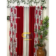 MADRAZO Camelia Red Curtain Combination - 3IN1 or 5IN1 - 10RINGS 5FT up to 9FT - PREMIUM CURTAIN