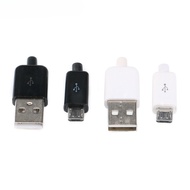 10PCS DIY Micro USB 2.0 Male Plug Connectors Kit w/ Covers Black White 5P Data Line Accessories Inte