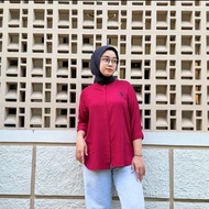GRATIS ONGKIR KEMEJA WANITA BORDIR POLO / KEMEJA WANITA BORDIR LINEN PREMIUM LOGO POLO / KEMEJA KERJ