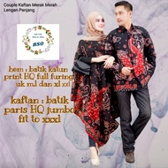 Couple Kaftan Asimetris Merak Merah Lengan Panjang. Couple Batik Cewek Cowok. Sarimbit batik cewek k