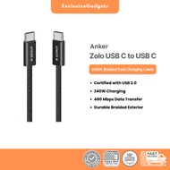 Anker A8060 Zolo USB C to USB C Cable 240W, Braided and Dirt-Free Type C Fast Charging Cable