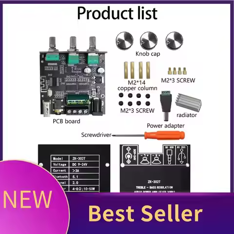 M07K-ZK-302T Bluetooth Digital Power Amplifier Module 2.0 Stereo Dual Channel 30W+30W With High & Lo