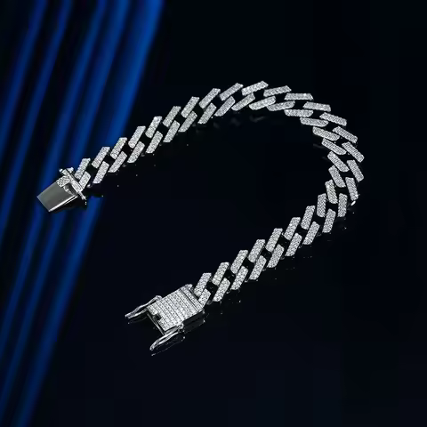 Luxury Solid Platinum PT950 Cuban Bracelet Men's Diamond Ins Fashion Hip Hop Bracelet