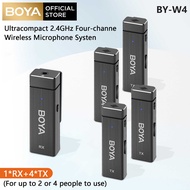 BOYA BY-W4 Hệ Thống Micro Không Dây Bốn Kênh 2.4GHz Micro Kẹp 4 Người Cho Máy Ảnh DSLR Điện Thoại Th