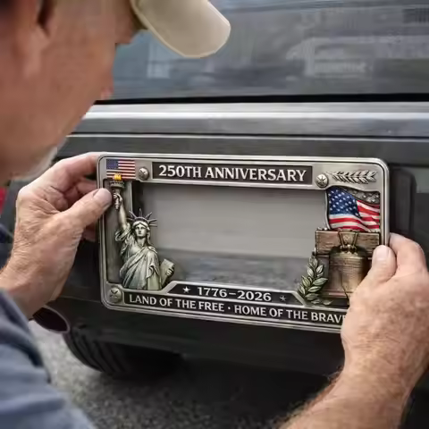 12Γ6 Inch 250th Anniversary Commemorative License Plate Frame - Meaningful Metal Alloy Decorative Gi