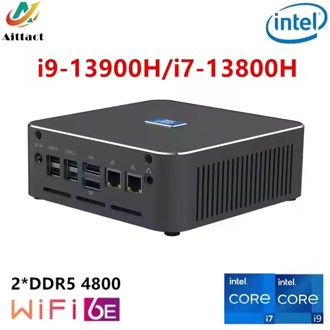 Aittact 13th Gen Mini PC Gamer Intel i9 13900H 12900HK Windows 11 2*DDR5 2*NVMe 2*2.5G LAN 8K NUC Ga