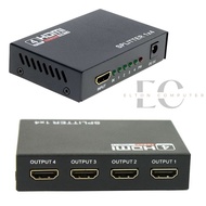 (EltonComp) Hdmi Splitter 4 Port/HDMI Splitter 4 Port Hub Full Video 1X4 HD Split 1 In 4 out 1080p/Splitter 4 Port Hub Full Video 1X4 HD Spliter Split 1 In 4 Out Repeater Amplifier V1.4 3D 1080P