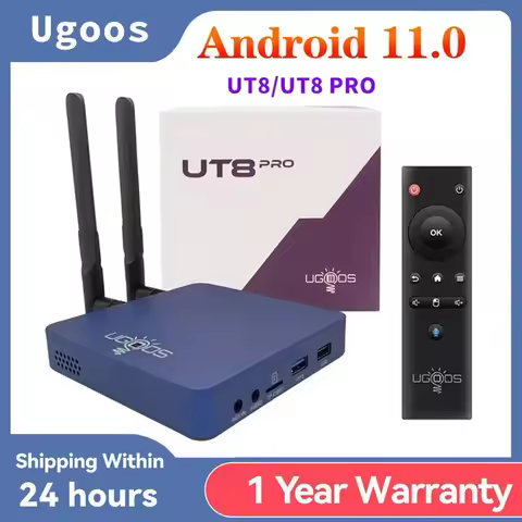 UGOOS UT8 PRO TV BOX Android 11.0 DDR4 8GB RAM 64GB ROM RK3568 WiFi6 Media Player BT Voice Remote UT