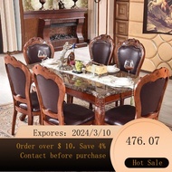 superior productsEuropean-Style Marble Solid Wood Dining Table Rectangular Chair Home Dining Table and Chair Combination