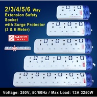 2/3/4/5/6 Way Extension Safety Socket with Surge Protection & Safety Mark (3 and 6 Meter)