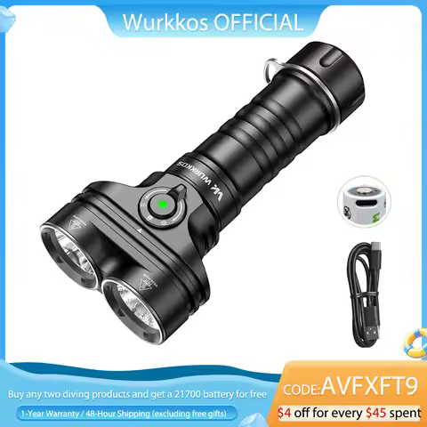 Wurkkos DL05 Diving Flashlight 6000 Lumens Rechargeable 26800 Battery Magnetic Switch New Profession