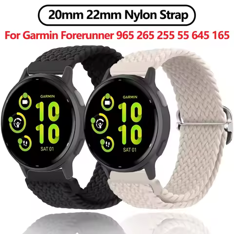 20mm 22mm Nylon Band for Garmin Forerunner 55 165 645 245 965 955 265 255 Adjustable Bracelet for Ga
