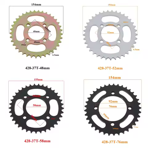 Motorcycle 428 37 Tooth 37T 48/52/58/76MM Rear Chain Sprocket 428-37T For ATV Quad Pit Dirt Bike Bug