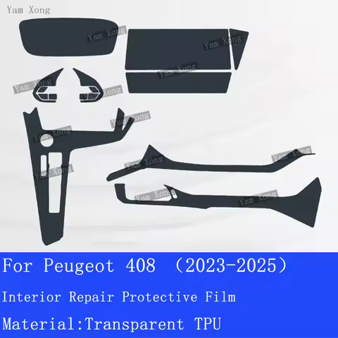 HD Clear Protective Film Kit For Peugeot 408 2023-2025 Interior Dashboard Center Console Screen Cove