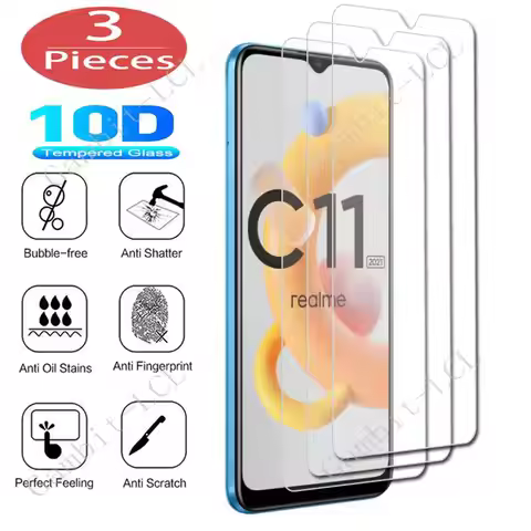 3Pcs Protection Glass For Realme 8 4G 5G Pro C11 2021 C20 C20A C21 C21Y C25 C25s Q3 Q3i Tempered Scr