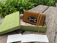 全新真品 GUCCI 621892深藍拼絨布GG logo金鏈拉鍊斜背包WOC