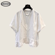 M-4XL High-end Cotton White Blouse Women Plus Size Short Sleeve Oversize Tshirt